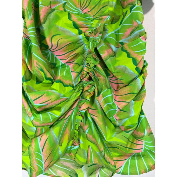NWT Farm Rio Anthropologie Puff Sleeve Tropical Leaf Mini Dress Plus Size 3X - Picture 11 of 14